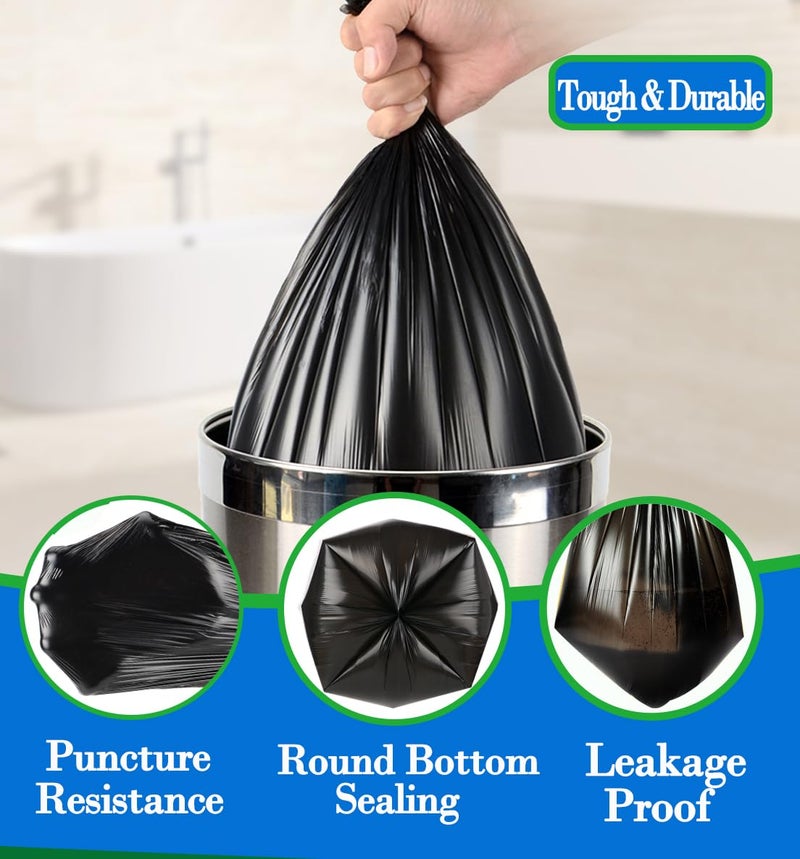 HOMMALY 8 Gallon 60pcs Medium Black Trash Bags Strong Black Garbage Bags, Bathroom Trash Can Bin Liners, Plastic Bags for Office Home Kitchen, Waste Basket Liner, Fit 30 Liter, 7,8 Gal(8G60-Black) - Image 5